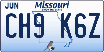 MO license plate CH9K6Z