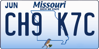 MO license plate CH9K7C