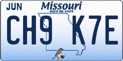 MO license plate CH9K7E