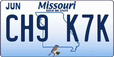 MO license plate CH9K7K