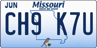 MO license plate CH9K7U
