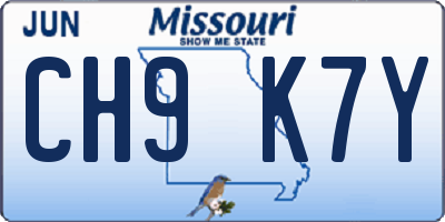 MO license plate CH9K7Y