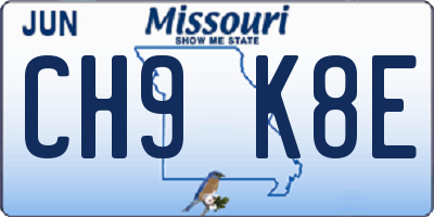 MO license plate CH9K8E