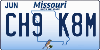 MO license plate CH9K8M