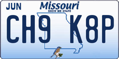 MO license plate CH9K8P