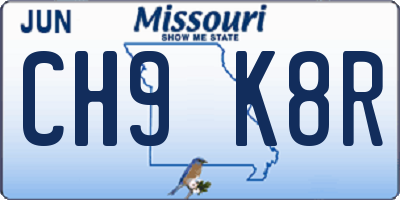 MO license plate CH9K8R