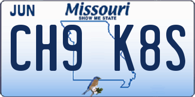 MO license plate CH9K8S