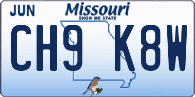 MO license plate CH9K8W