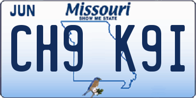 MO license plate CH9K9I