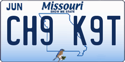 MO license plate CH9K9T