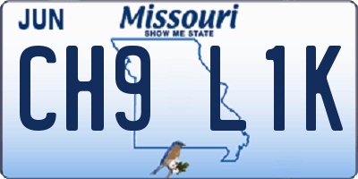 MO license plate CH9L1K