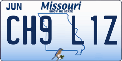 MO license plate CH9L1Z