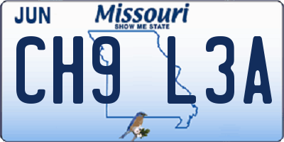 MO license plate CH9L3A