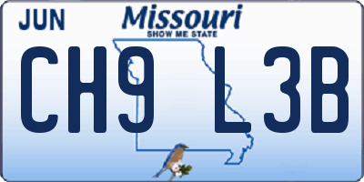 MO license plate CH9L3B