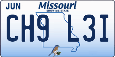 MO license plate CH9L3I