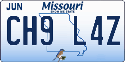 MO license plate CH9L4Z