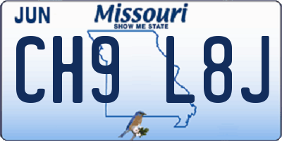 MO license plate CH9L8J
