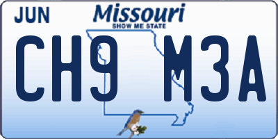 MO license plate CH9M3A