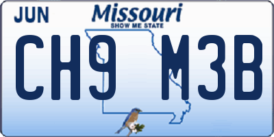 MO license plate CH9M3B