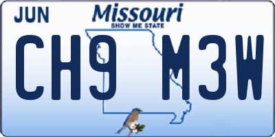 MO license plate CH9M3W