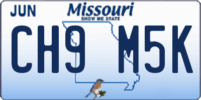 MO license plate CH9M5K