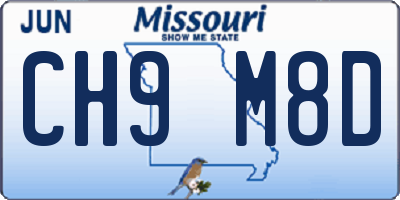 MO license plate CH9M8D