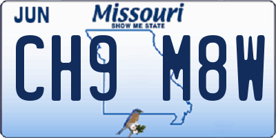 MO license plate CH9M8W