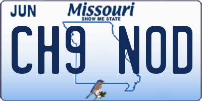 MO license plate CH9N0D