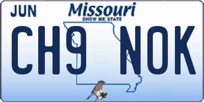 MO license plate CH9N0K