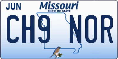 MO license plate CH9N0R