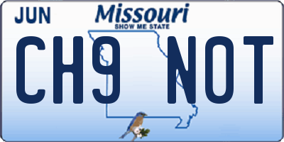 MO license plate CH9N0T