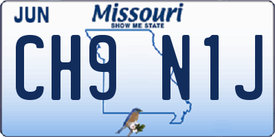 MO license plate CH9N1J