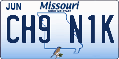 MO license plate CH9N1K