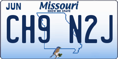 MO license plate CH9N2J
