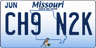MO license plate CH9N2K