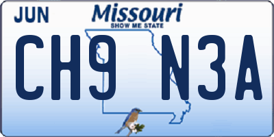 MO license plate CH9N3A