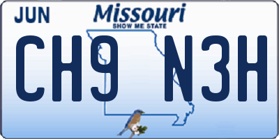 MO license plate CH9N3H