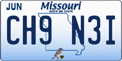MO license plate CH9N3I