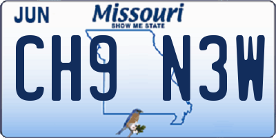 MO license plate CH9N3W