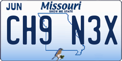 MO license plate CH9N3X