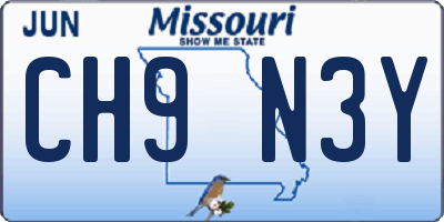 MO license plate CH9N3Y