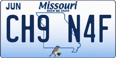 MO license plate CH9N4F