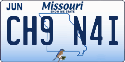 MO license plate CH9N4I