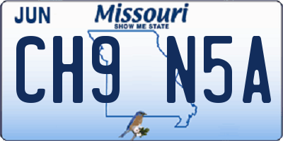 MO license plate CH9N5A