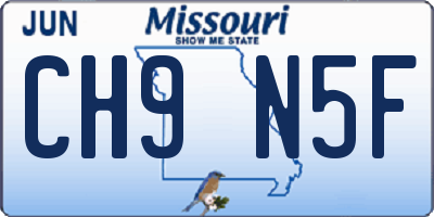 MO license plate CH9N5F