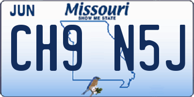 MO license plate CH9N5J