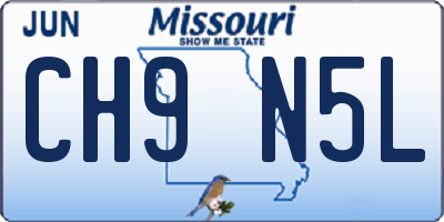 MO license plate CH9N5L