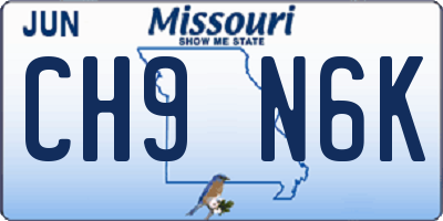 MO license plate CH9N6K