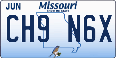 MO license plate CH9N6X
