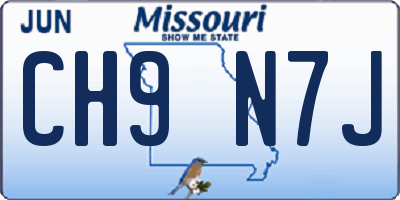MO license plate CH9N7J